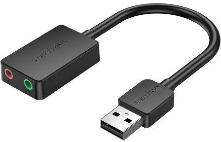 картинка Звуковая карта Vention USB Внешняя Черная (CDYB0) от магазина КомпьютерЦентр
