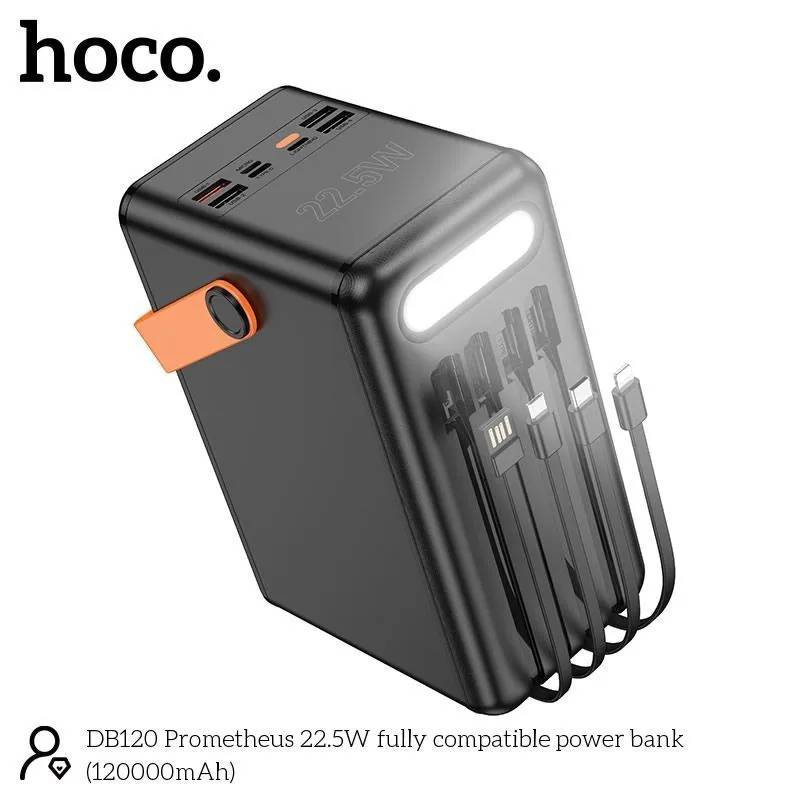 картинка Внешний аккумулятор Hoco DB120 Prometeus 22.5W Fully Compatible Power Bank 120000 mAh Black от магазина КомпьютерЦентр