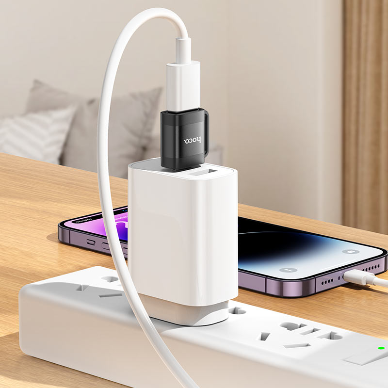 картинка Переходник Hoco OTG UA31C Type-C male to USB female OTG adater Black от магазина КомпьютерЦентр
