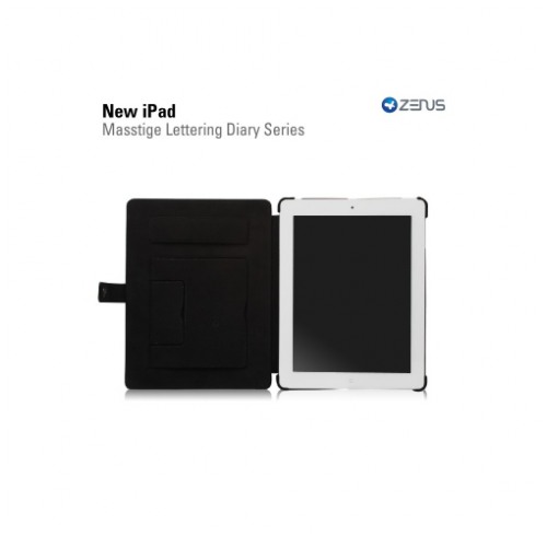 картинка Чехол Zenus Masstige Lettering Diary Series Black for new iPad от магазина КомпьютерЦентр