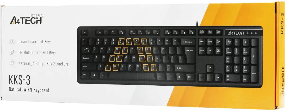 картинка Клавиатура A4TECH KKS-3, черный от магазина КомпьютерЦентр
