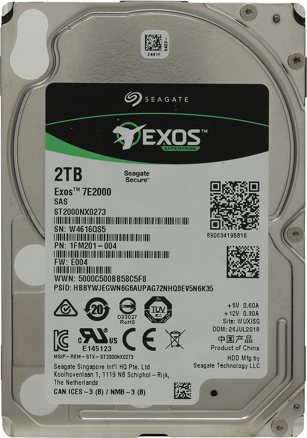 картинка HDD 2Tb 2.5'' Seagate SAS 3.0 ST2000NX0273 Exos (7200rpm) 128Mb от магазина КомпьютерЦентр