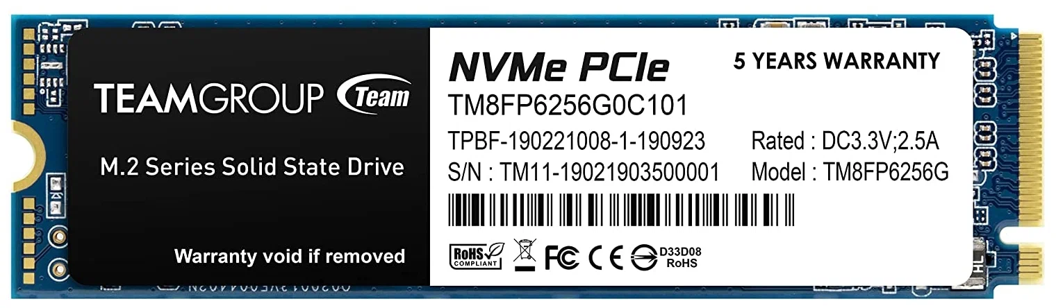 картинка SSD накопитель 256 Гб Team Group MP33 Client 2280 PCI-E x4 (TM8FP6256G0C101) от магазина КомпьютерЦентр
