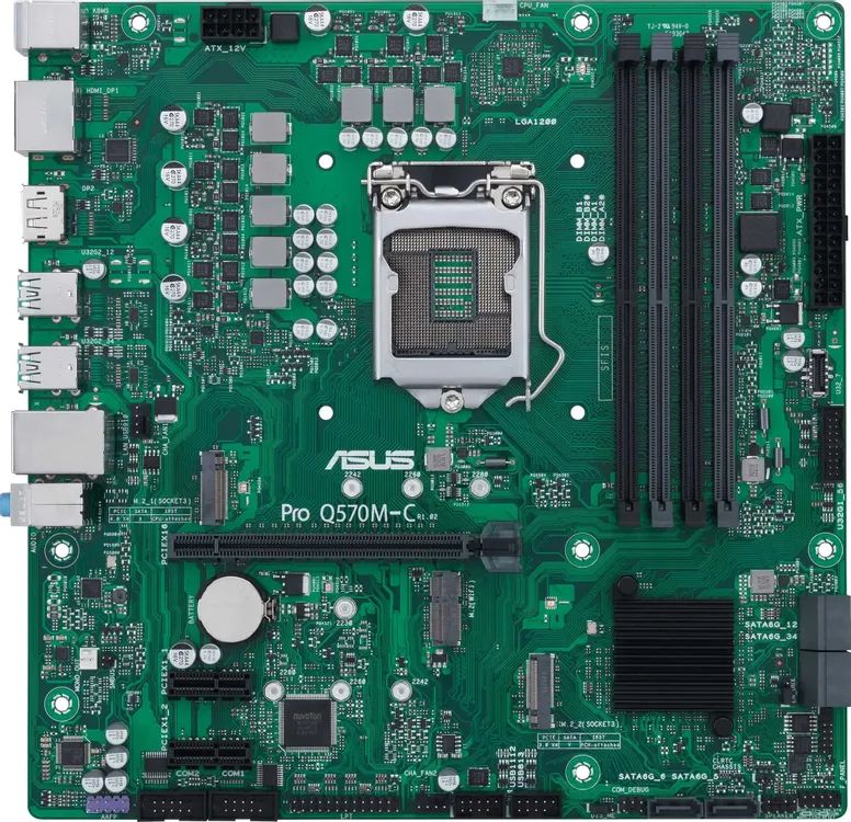 картинка Материнская плата Asus Pro Q570M-C/ CSM, S1200; Intel Q570; 2xDDR4; 6xSATA, 2xM2.1 8ch (7.1); GbLAN, DP, HDMI, mATX от магазина КомпьютерЦентр