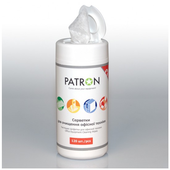 картинка Салфетки влажные Patron для оргтехники Туба 120 шт (F5-008) от магазина КомпьютерЦентр
