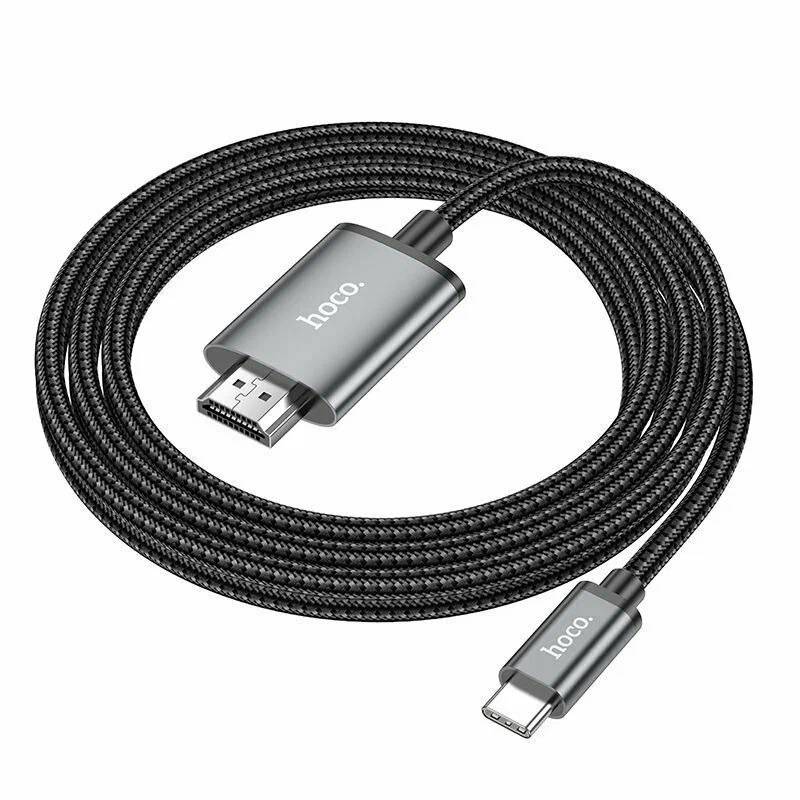 картинка Кабель Hoco HDMI UA27 HD on-screen cable Type-C to HDTV Metal Gray от магазина КомпьютерЦентр