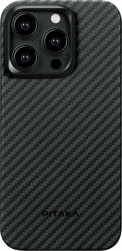 картинка Чехол PITAKA MagEZ Case 4 для iPhone 15 Pro MAX 6.7'', черный/ серый (Black/ Grey Twill) 1500D от магазина КомпьютерЦентр