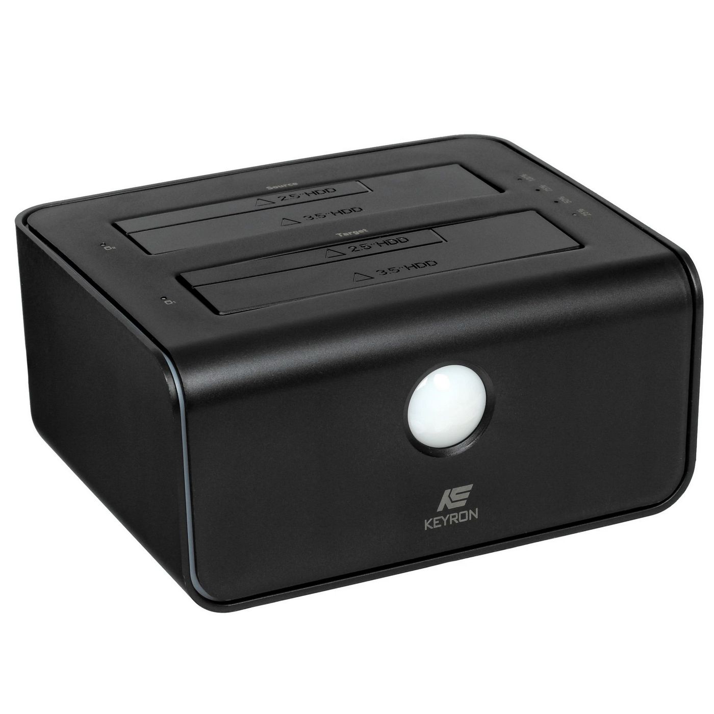 картинка Док-станция 2,5''/ 3,5'' Keyron (8828C3-C) Type-A/  Type-C, металл, черный, RGB, 2HDD+Clone от магазина КомпьютерЦентр
