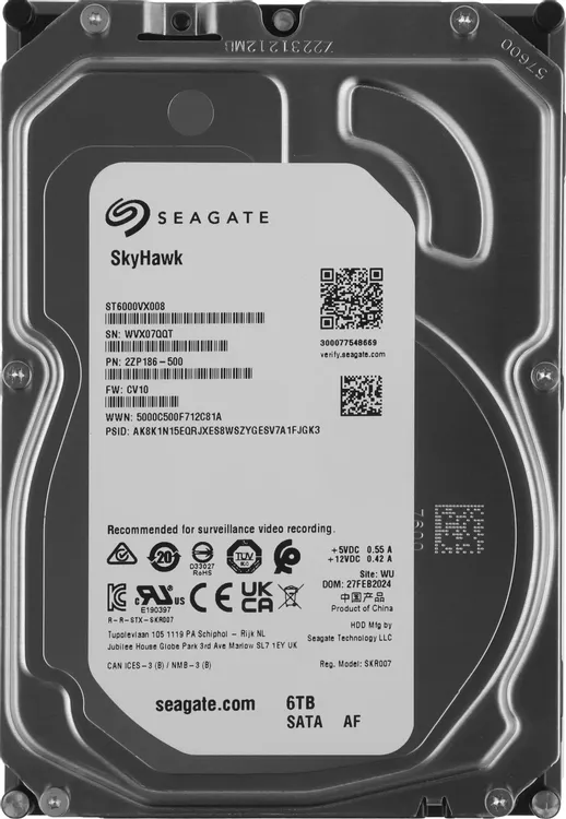 картинка HDD 6.0Tb Seagate 3.5'' Skyhawk 4KN SATAIII 5400 rpm; 256 Mb cache; ST6000VX008 от магазина КомпьютерЦентр