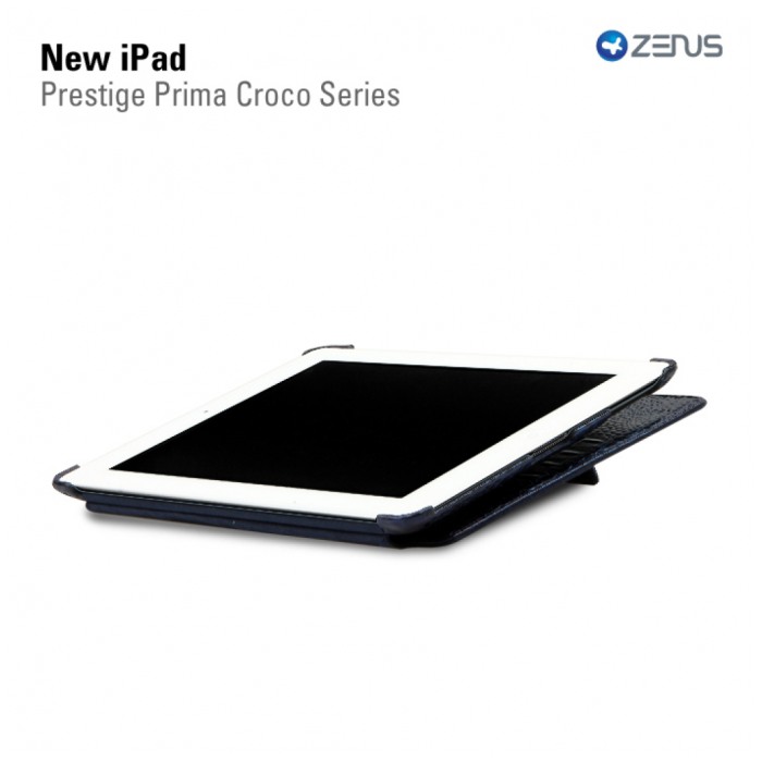 картинка Чехол Zenus Prestige Prima Croco Series Dark Navy for new iPad от магазина КомпьютерЦентр