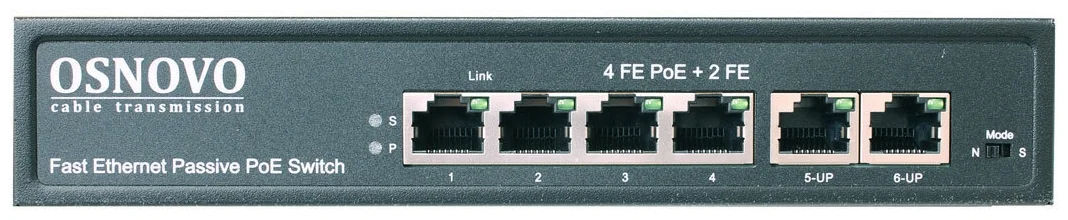 картинка Switch 6-port Osnovo SW-20600/ A(80W) 6x100Mb 4PoE+ 80W неуправляемый от магазина КомпьютерЦентр