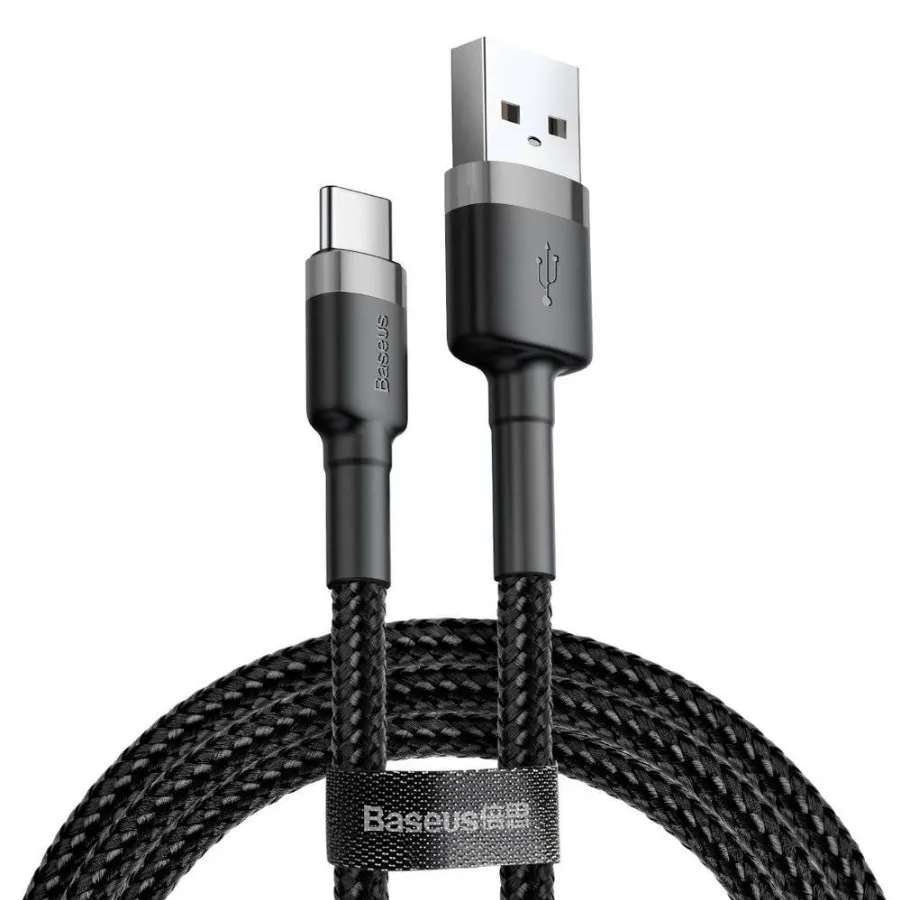 картинка Baseus Data Cable Type-C 300cm Cafule 2A CATKLF-UG1 Gray/ Black от магазина КомпьютерЦентр