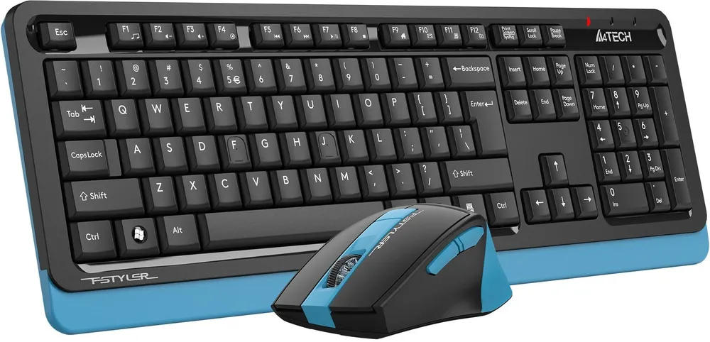 картинка Комплект A4Tech Fstyler FG1035 клав:черный/ синий мышь:черный/ синий USB беспроводная (FG1035 NAVY BLUE) от магазина КомпьютерЦентр