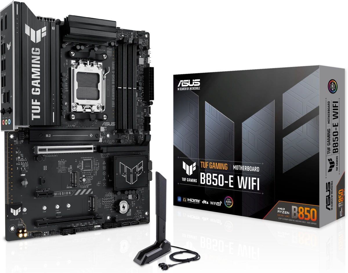 картинка Материнская плата ASUS TUF GAMING B850-E WIFI, AM5, B850, 4*DDR5, ATX от магазина КомпьютерЦентр