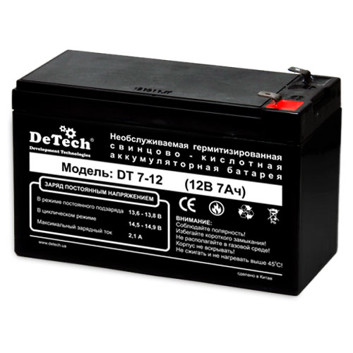 картинка Аккумулятор для ИБП DeTech, 12B 7Ач 7-12 (DT7Ач-12В) от магазина КомпьютерЦентр