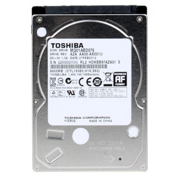 картинка Жесткий диск Toshiba 750Gb 2.5″ SATA 5400 8Mb (MQ01ABD075) от магазина КомпьютерЦентр