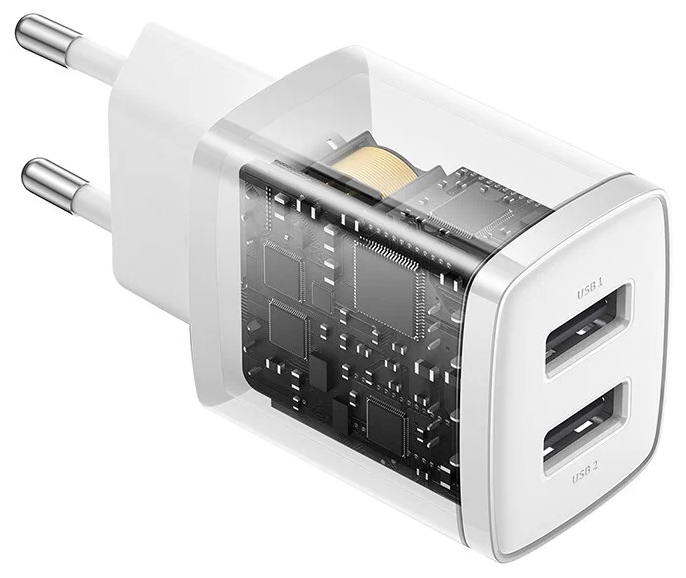 картинка СЗУ Baseus Compact Charger 2U 10.5W EU White от магазина КомпьютерЦентр