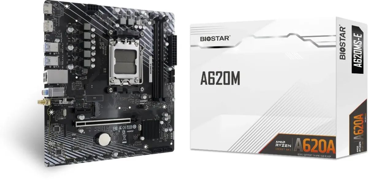 картинка Материнская плата Biostar A620MS-E AM5, AMD A620, 2x DDR5, Micro-ATX от магазина КомпьютерЦентр
