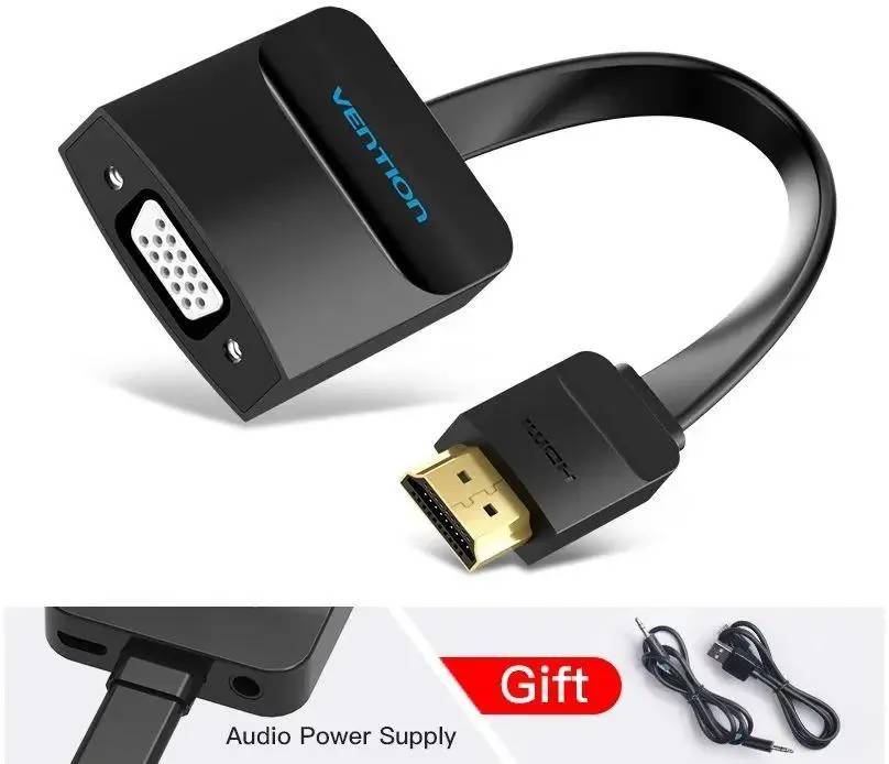 картинка Мультимедиа конвертер Vention HDMI > VGA + аудио, гибкий, плоский (ACKBB) от магазина КомпьютерЦентр