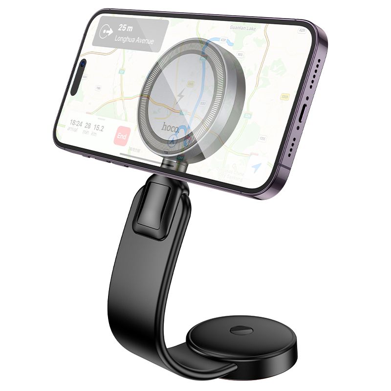 картинка Автодержатель Hoco HW29 Totem ring magnetic wireless fast charging car holder (center console) gray от магазина КомпьютерЦентр