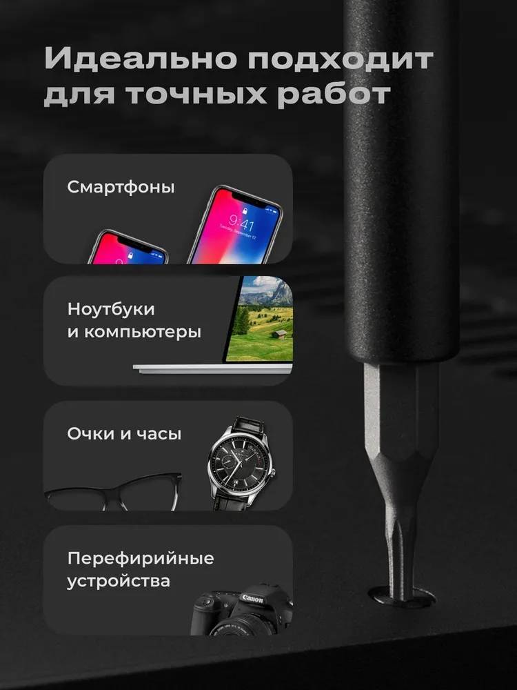 картинка Отвертка с битами Xiaomi Wiha 24 in 1 Precision Screwdriver Kit (MJJXLSD002QW) DZN4020CN от магазина КомпьютерЦентр