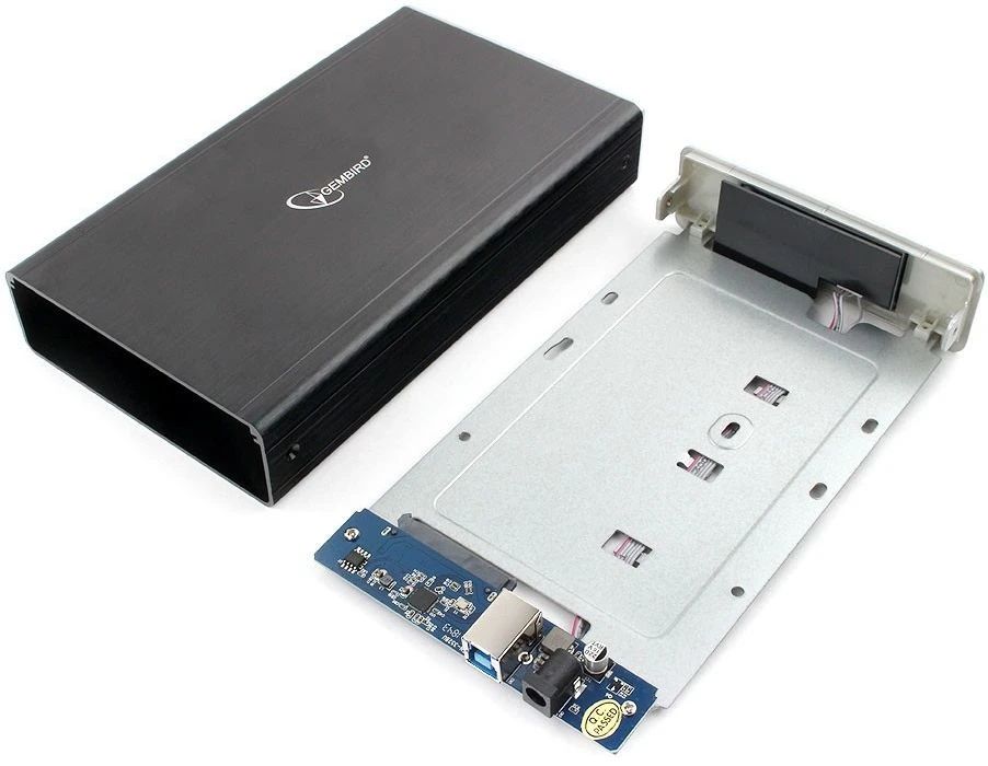 картинка Карман для HDD/ SSD 3.5'' Gembird EE3-U3S-80, черный, USB 3.0, SATA, HDD/ SSD, алюминий, сенсорная кнопка, блок питания от магазина КомпьютерЦентр
