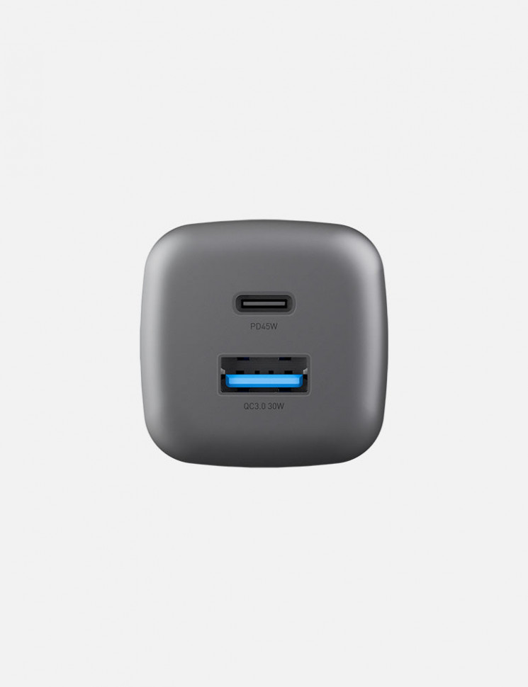 картинка Сетевая зарядка EnergEA AmpCharge MINI 45 1C-1A PD/ PPS/ QC3.0 45W - темно серый (Gunmetal) от магазина КомпьютерЦентр