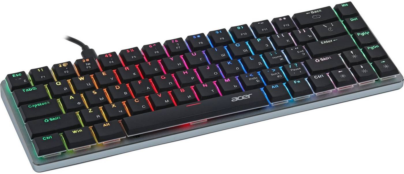 картинка Клавиатура Acer OKW302 механическая серебристый USB Multimedia for gamer для ноутбука LED (ZL.KBDCC.01C) от магазина КомпьютерЦентр