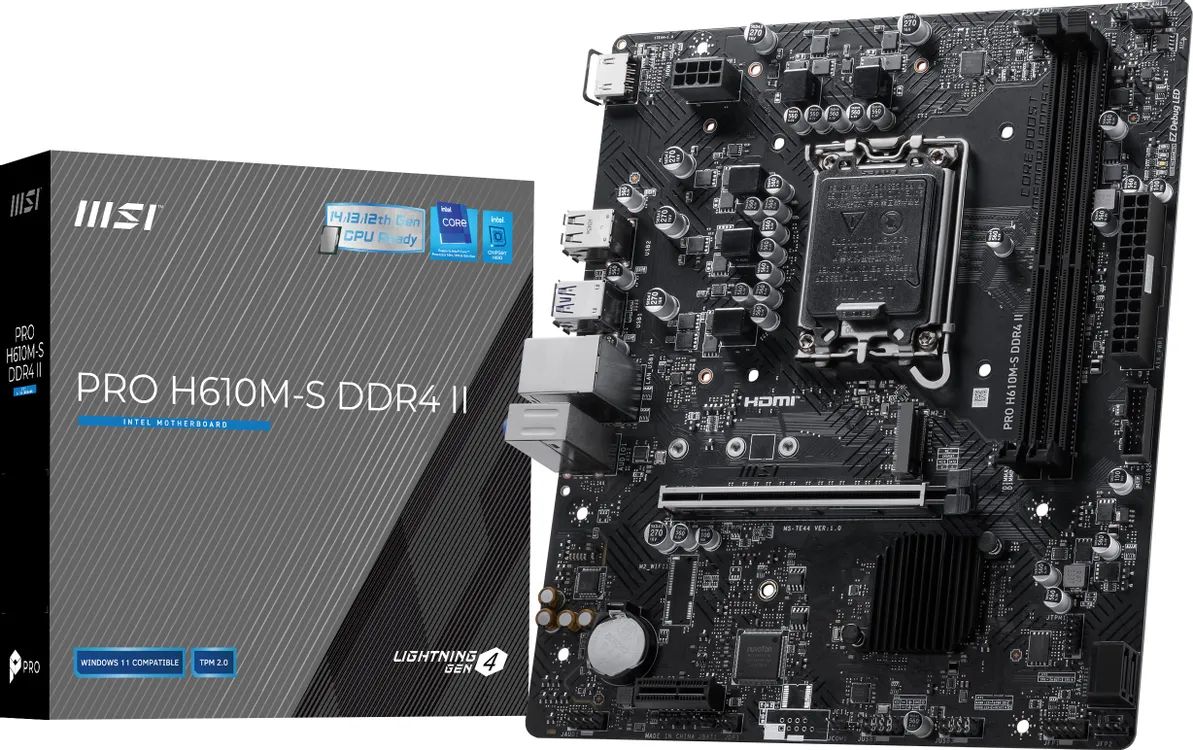 картинка Материнская плата MSI PRO H610M-S DDR4 II Soc-1700 Intel H610 2xDDR4 Micro-ATX AC`97 8ch(7.1) GbLAN, HDMI от магазина КомпьютерЦентр