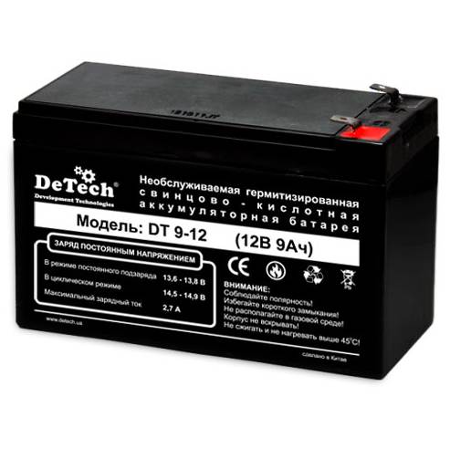 картинка Аккумулятор для ИБП DeTech, 12B 9Ач (DT9Ач-12В) от магазина КомпьютерЦентр