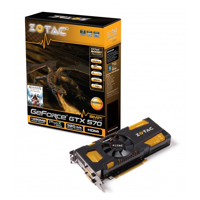 картинка Видеокарта Zotac GeForce GTX570 AMP! 1Gb 320bit DDR5 (ZT-50204-10M) от магазина КомпьютерЦентр