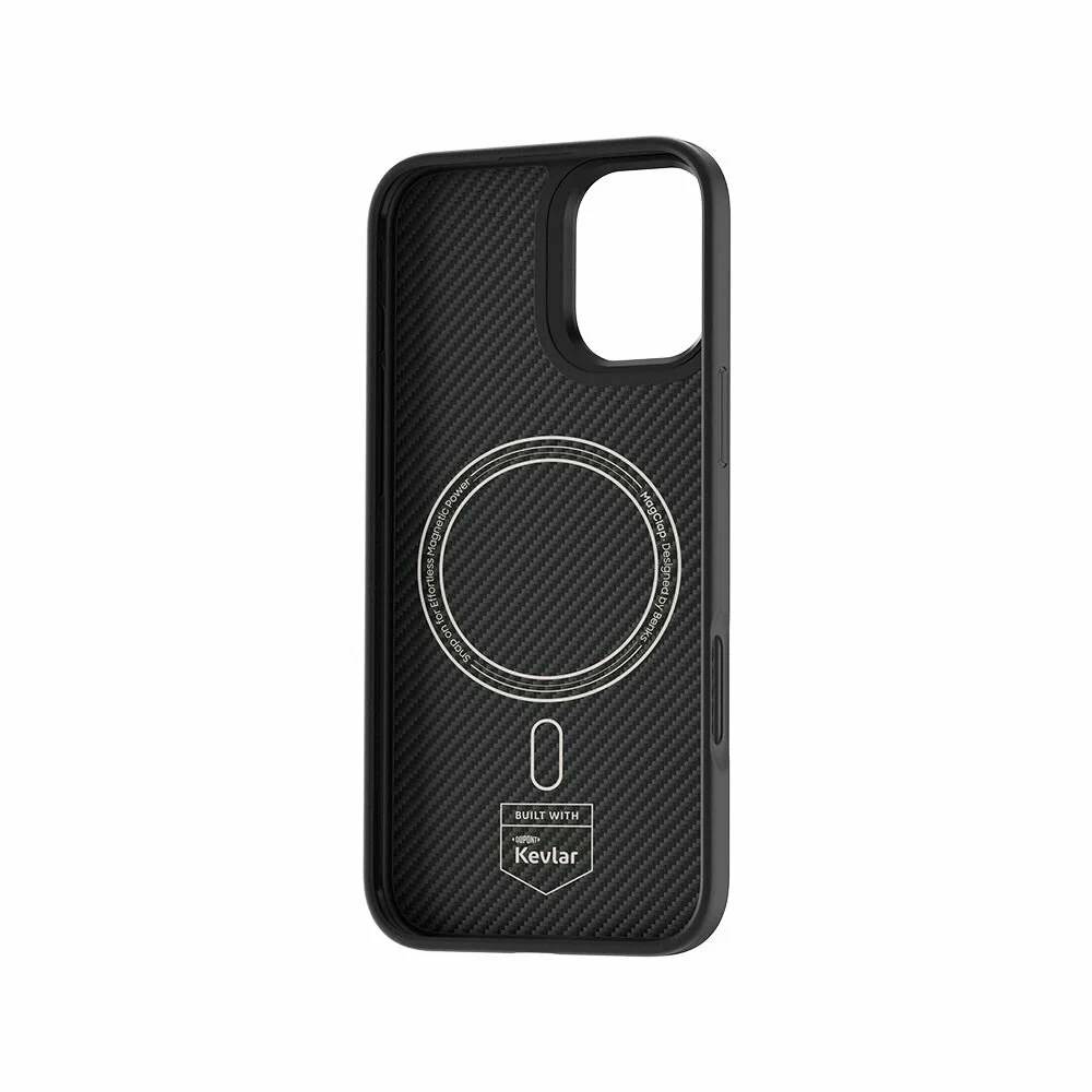 картинка Чехол Benks Montage ArmorPro Case built with Kevlar для iPhone 16 6.1'', цвет черный кевлар (600D+1500D) от магазина КомпьютерЦентр