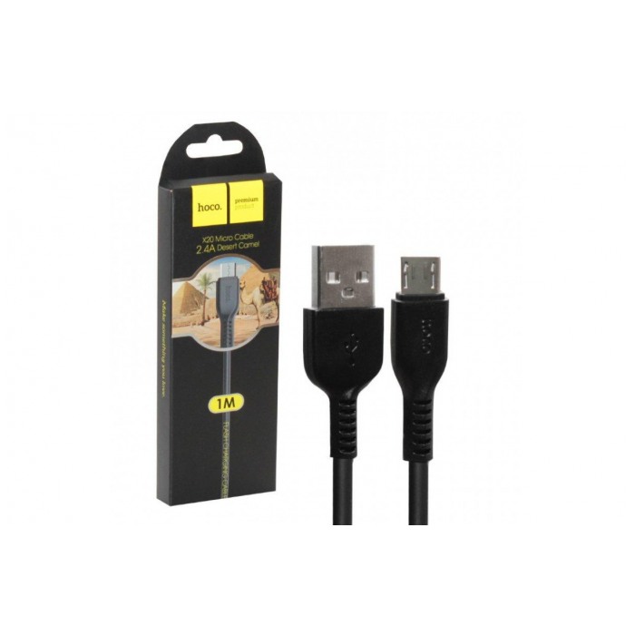 картинка Кабель HOCO Micro USB 100cm X20 2.4A Black от магазина КомпьютерЦентр