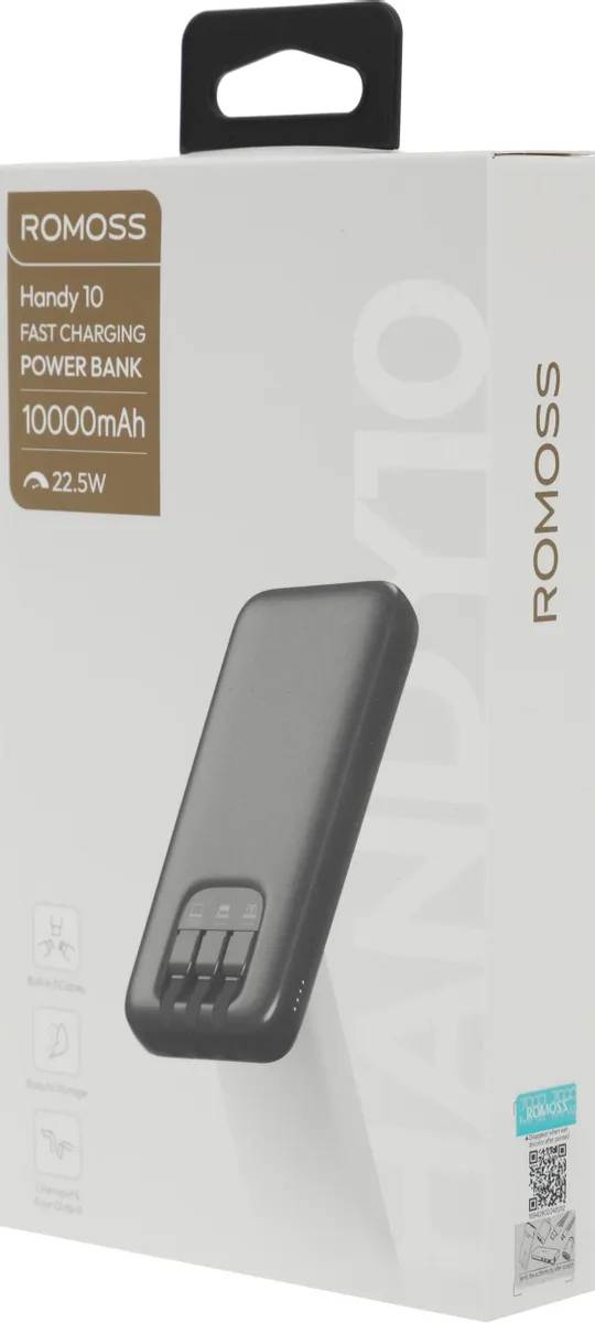 картинка Внешний аккумулятор Romoss (PHC10) (10000mAh) 22.5W 3A USB-A/ USB-C черный от магазина КомпьютерЦентр
