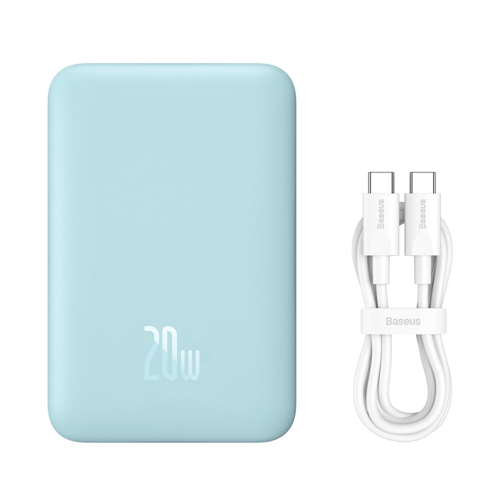 картинка Внешний аккумулятор Power bank Baseus 10000 mAh Magnetic Mini Wireless 20W (PPCX030003) Blue от магазина КомпьютерЦентр