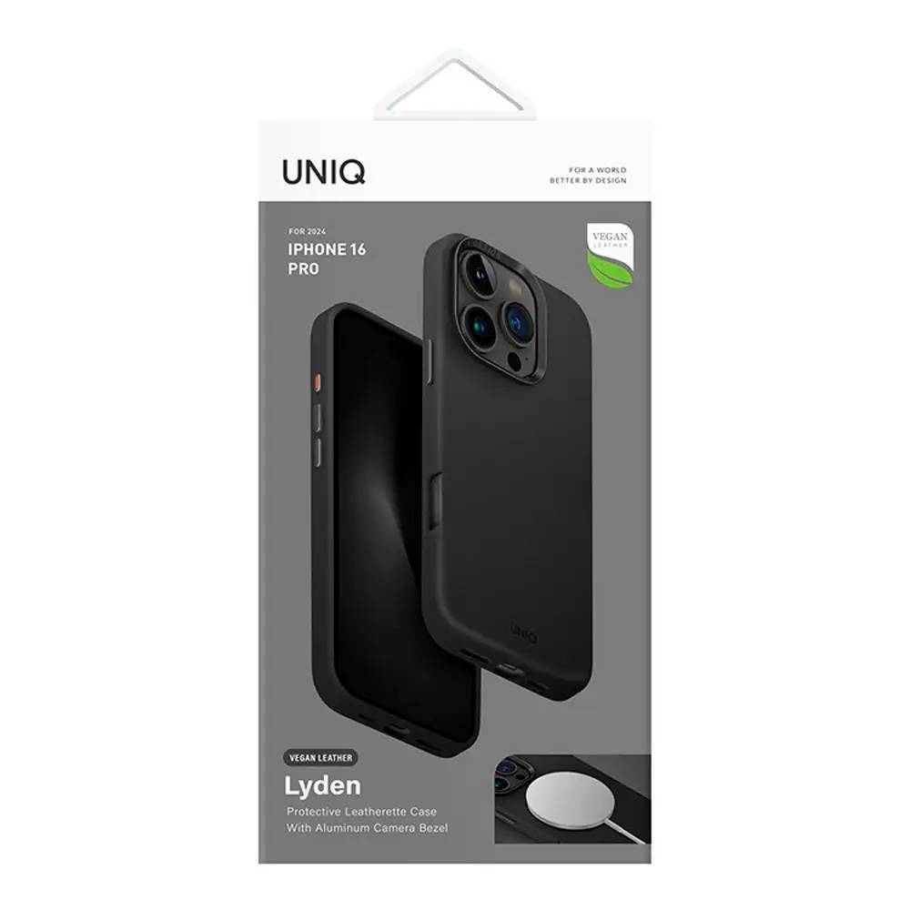 картинка Чехол из искусственной кожи Uniq HYBRID LYDEN (MagSafe) для iPhone 16 Pro MAX Black (IP6.9P(2024)-LYDMBLK) от магазина КомпьютерЦентр