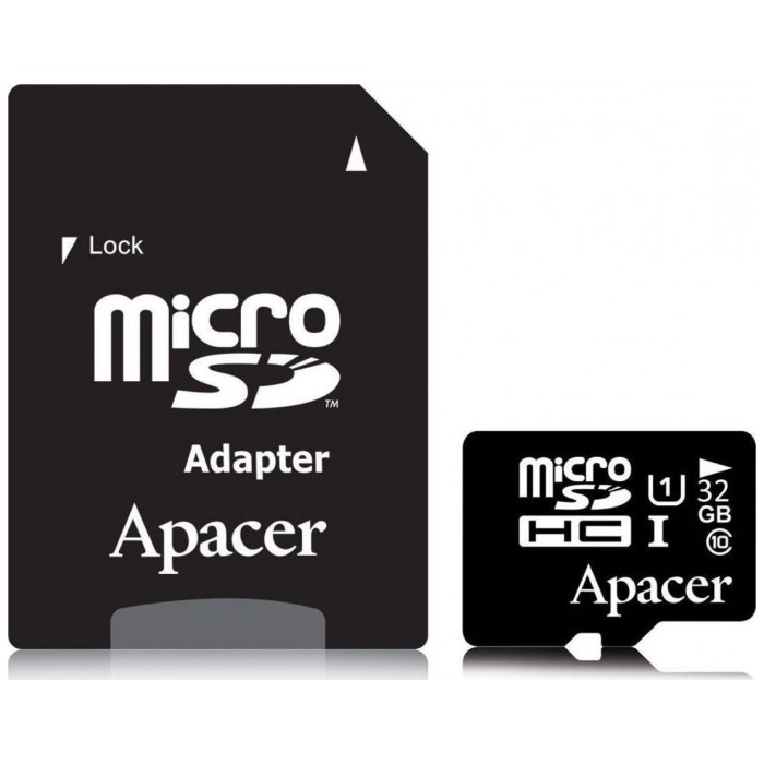 картинка Карта памяти Apacer 32Gb microSDHC UHS-I Class 10 + SD-adapter (AP32GMCSH10U1-R) от магазина КомпьютерЦентр