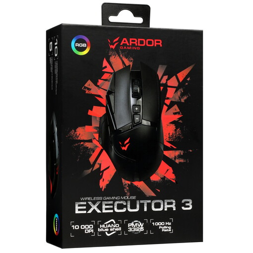 картинка Мышка беспроводная ARDOR GAMING Executor 3 Wireless (ARDW-ET3325-BK) 10000dpi, PMW3325, RGB Black от магазина КомпьютерЦентр