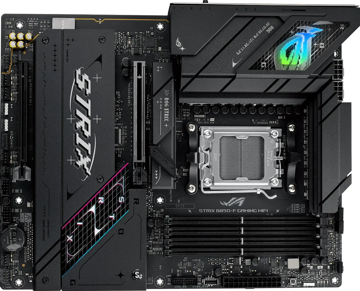 картинка Материнская плата ASUS ROG STRIX B850-F GAMING WIFI, AM5, ATX от магазина КомпьютерЦентр