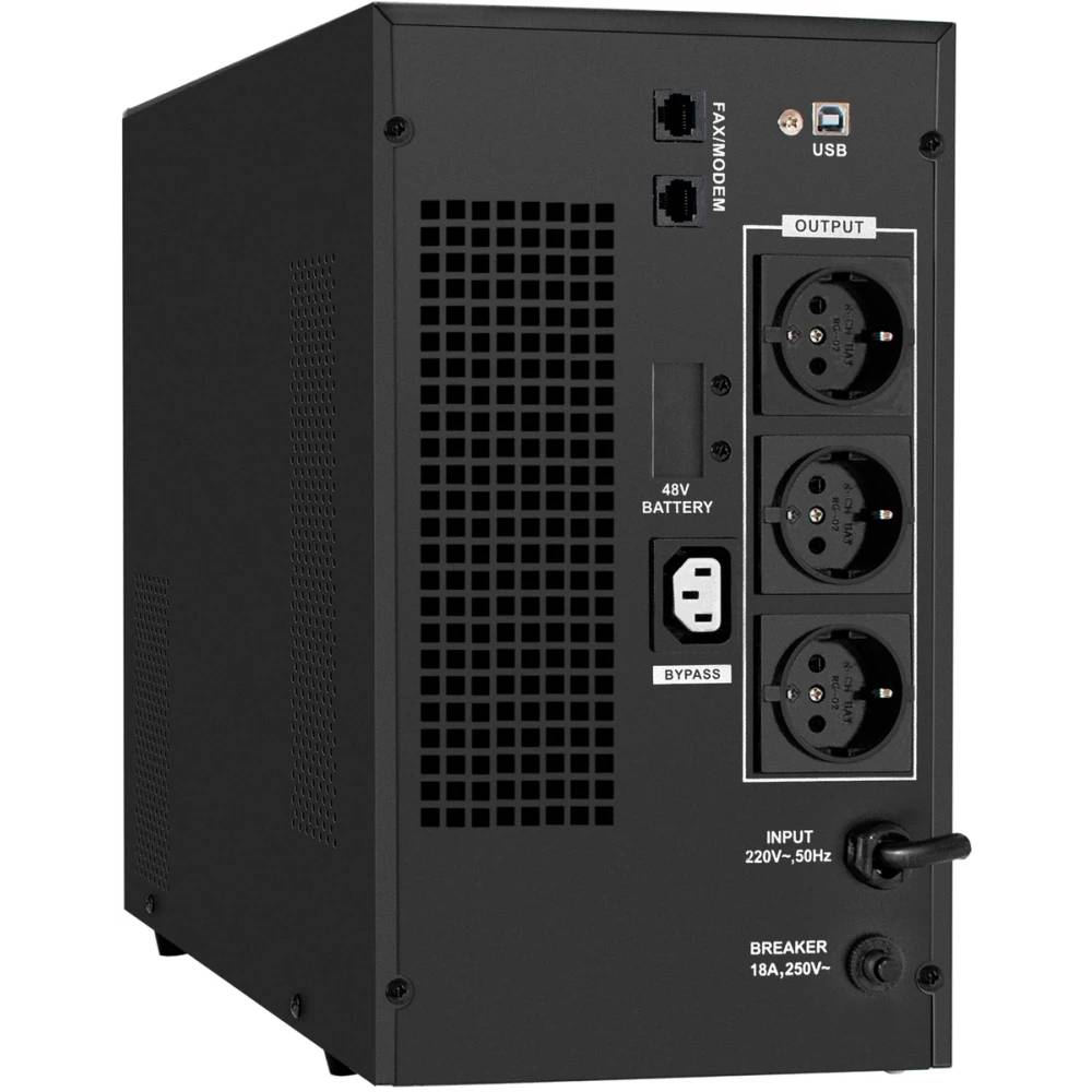 картинка ИБП (инвертор, синус, для котла) ExeGate (EX295984RUS) SineTower SN-3000.LCD.AVR.3SH.1C13.RJ.USB 3000VA/ 2400W, чистая синусоида, LCD дисплей, AVR, 3*Schuko+1*C13, RJ45/ 11, USB, линейно-интерактивный, Black от магазина КомпьютерЦентр