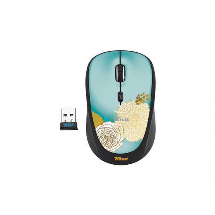 картинка Мышка Trust Vivy Wireless mini Mouse Blue Flower (19521) от магазина КомпьютерЦентр