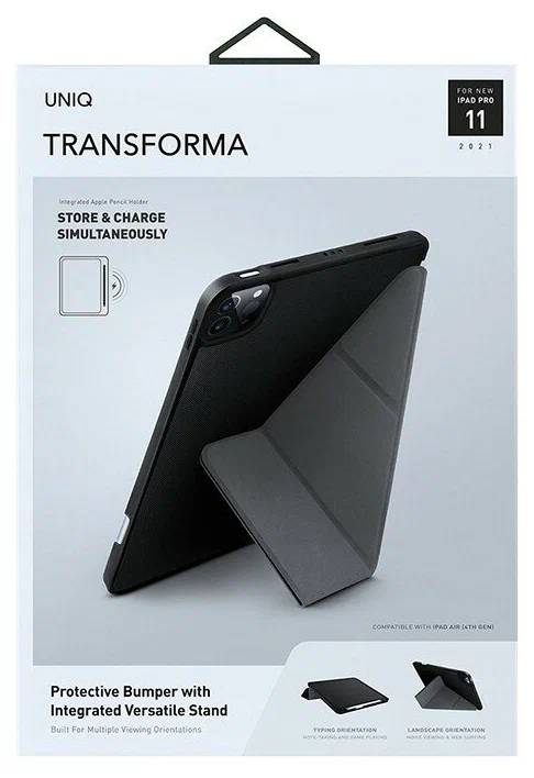 картинка Чехол Uniq Transforma Rigor для IPAD PRO 11 (1-4 GEN) с отсеком для стилуса BLACK (NPDP11(2021)-TRSFBLK) от магазина КомпьютерЦентр