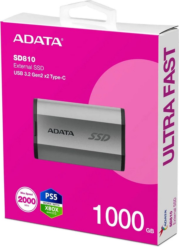 картинка SSD внешний 1Tb A-DATA SD810 External Type-C, USB 3.2 (SD810-1000G-CSG) Silver от магазина КомпьютерЦентр