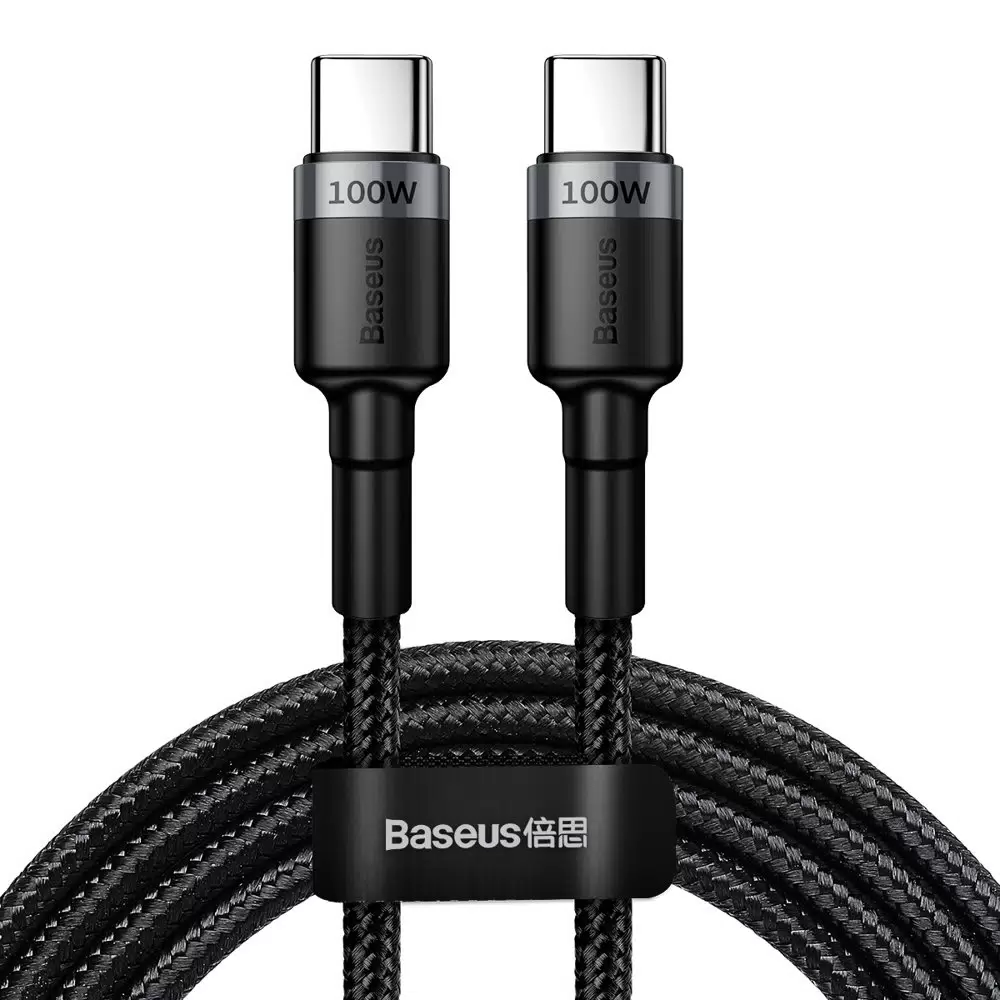 картинка Кабель Baseus Cafule PD2.0 100W flash charging Type-C to Type-C cable (20V 5A) 2m Gray+Black CATKLF-ALG1 от магазина КомпьютерЦентр