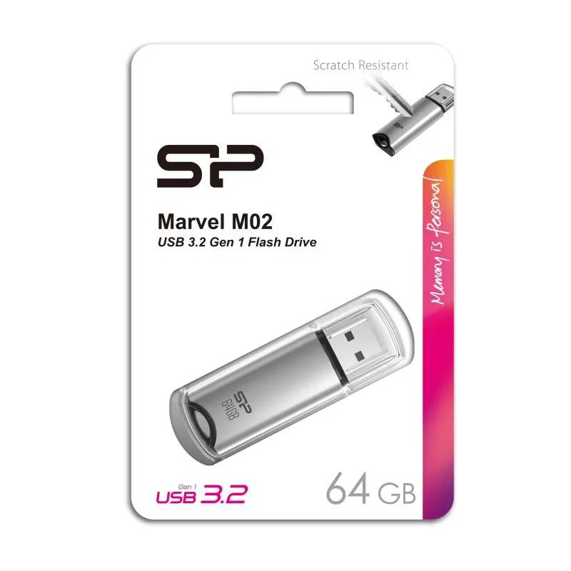 картинка USB3.2 накопитель 64Gb SiliconPower Marvel M02 Silver Blue (SP064GBUF3M02V1S) от магазина КомпьютерЦентр