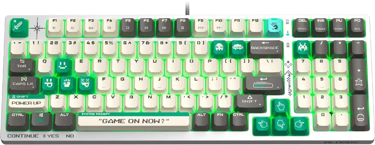 картинка Клавиатура A4Tech Bloody S98 Pixels Green механическая белый/ бежевый USB for gamer LED (S98 Pixels Green) от магазина КомпьютерЦентр