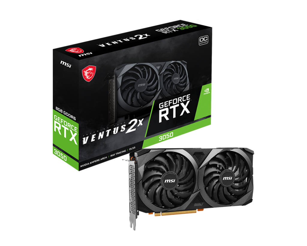 картинка Видеокарта 8Gb GDDR6 GeForce RTX 3050 MSI Ventus 2X OCV1 (RTX 3050 VENTUS 2X 8G OCV1) от магазина КомпьютерЦентр