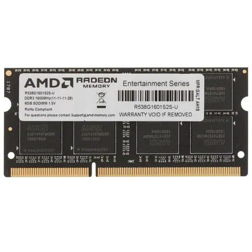картинка SO-DIMM DDR3 8Gb 1600MHz PC3-12800 AMD (R538G1601S2S-U) от магазина КомпьютерЦентр