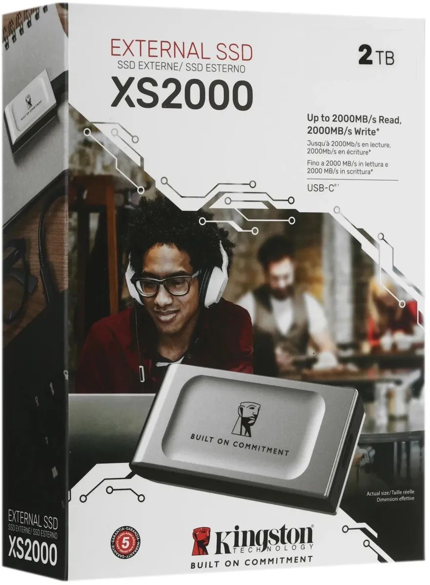 картинка SSD внешний 2Tb Kingston USB-C 1.8'' SXS2000/ 2000GA Silver от магазина КомпьютерЦентр