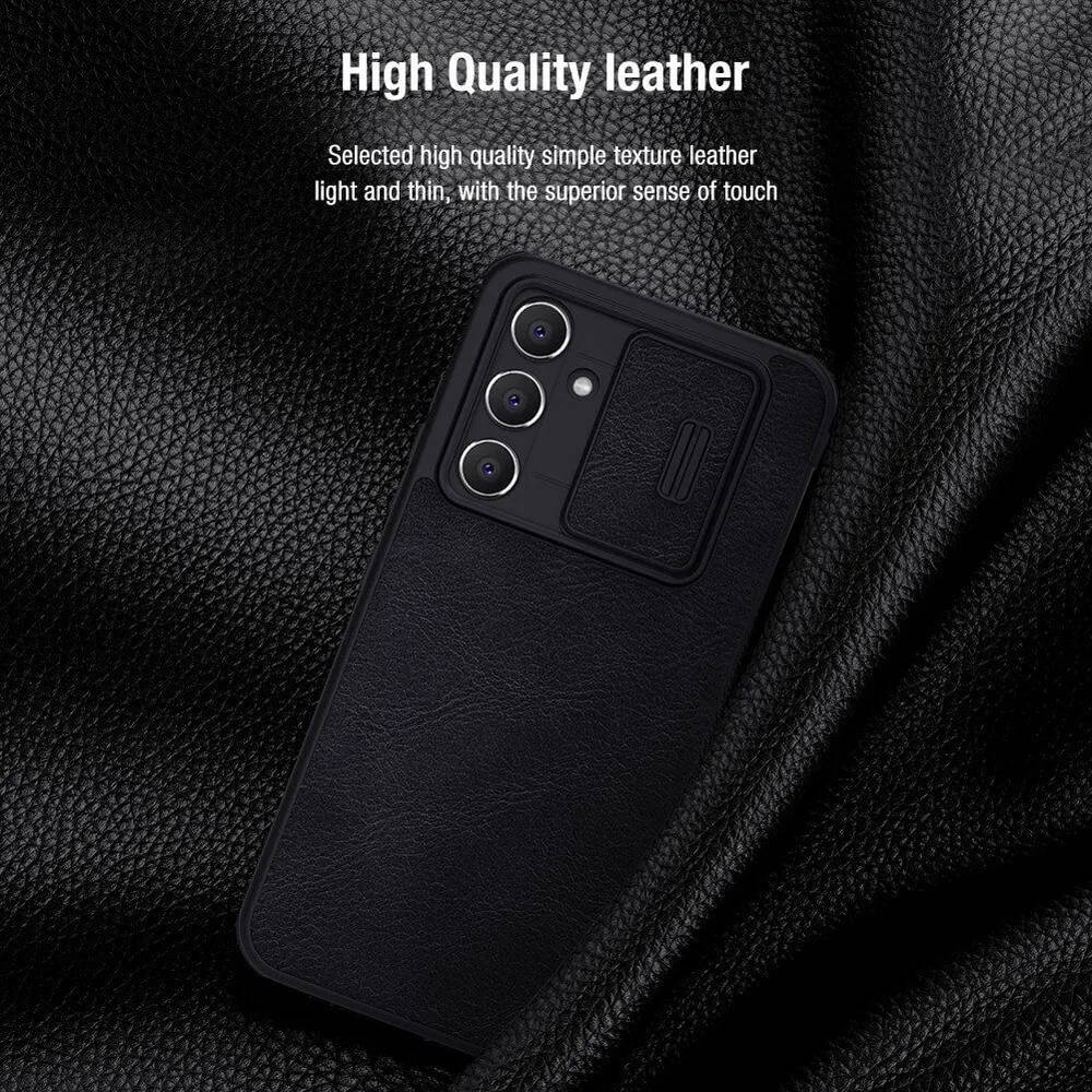 картинка Кожаный чехол-книжка Nillkin Leather Qin Pro для Samsung Galaxy A54 5G (черный) от магазина КомпьютерЦентр